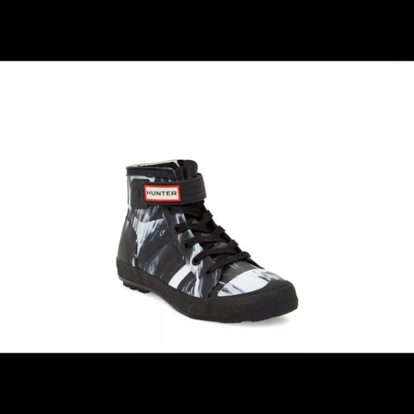 SOLD- HUNTER boots shoes High Top Nightfall black white sneakers - Picture 5 of 6